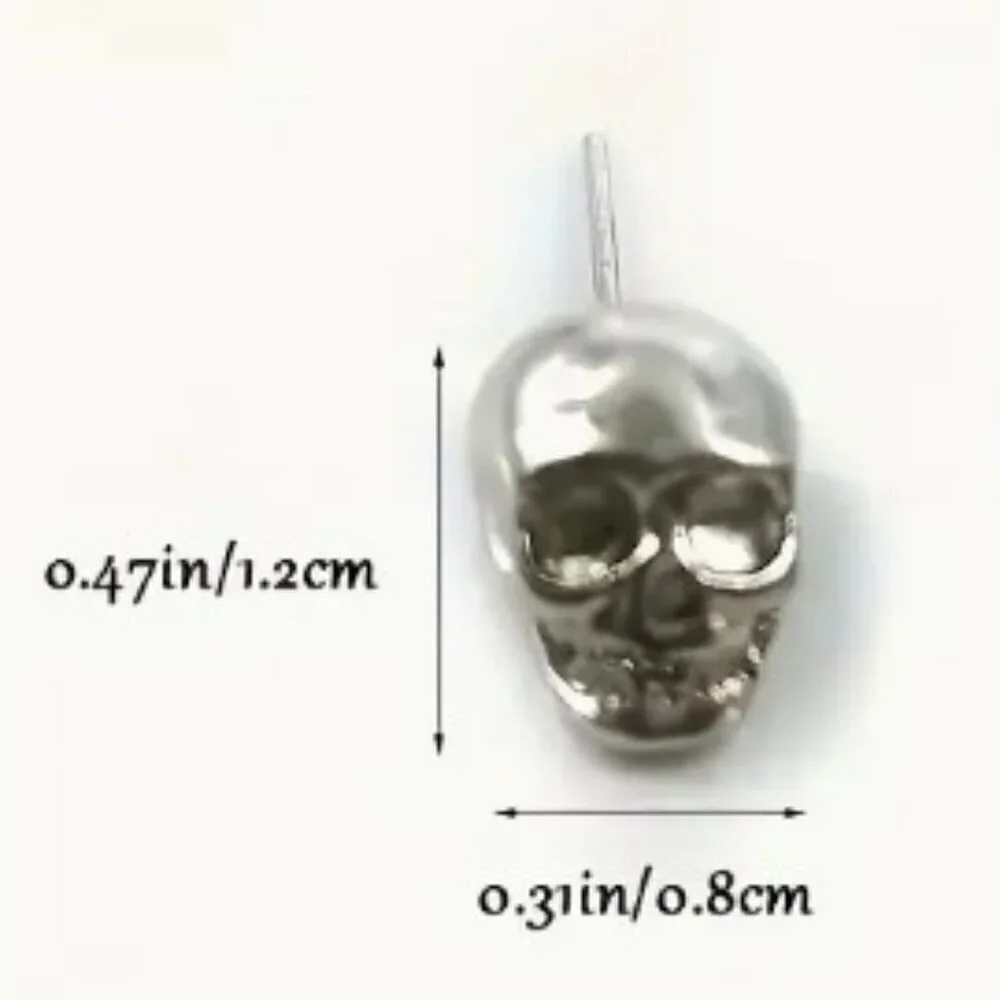 Punk Style Skull Stud Earrings for Men – Antique Silver-Plated Zinc Alloy